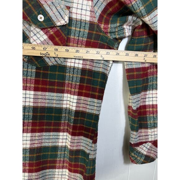 Merona Flannel Shirt Shacket Elbow Patches Red Plaid Western Holiday Size Large - Picture 3 of 11